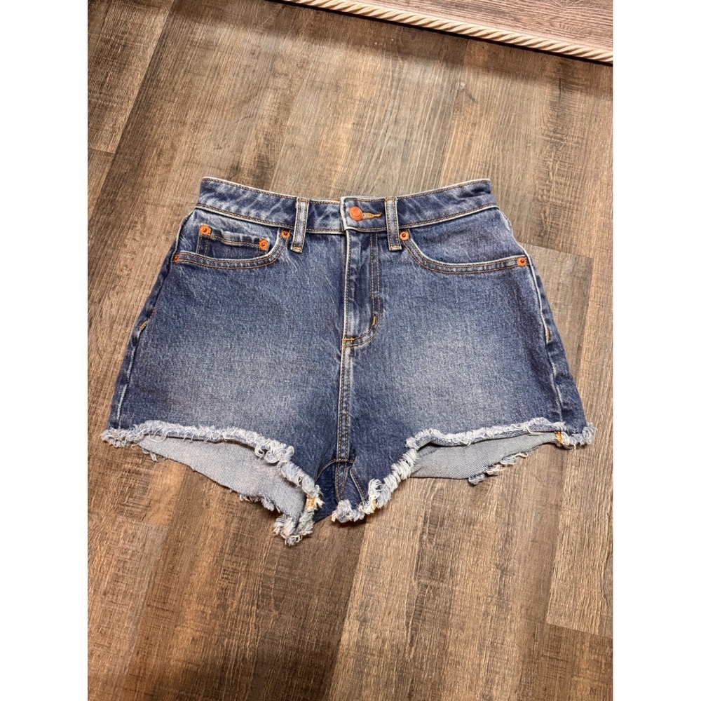 Victoria's Secret PINK Denim Shorts High Waisted Frayed Hem Medium Wash Size 00‎
